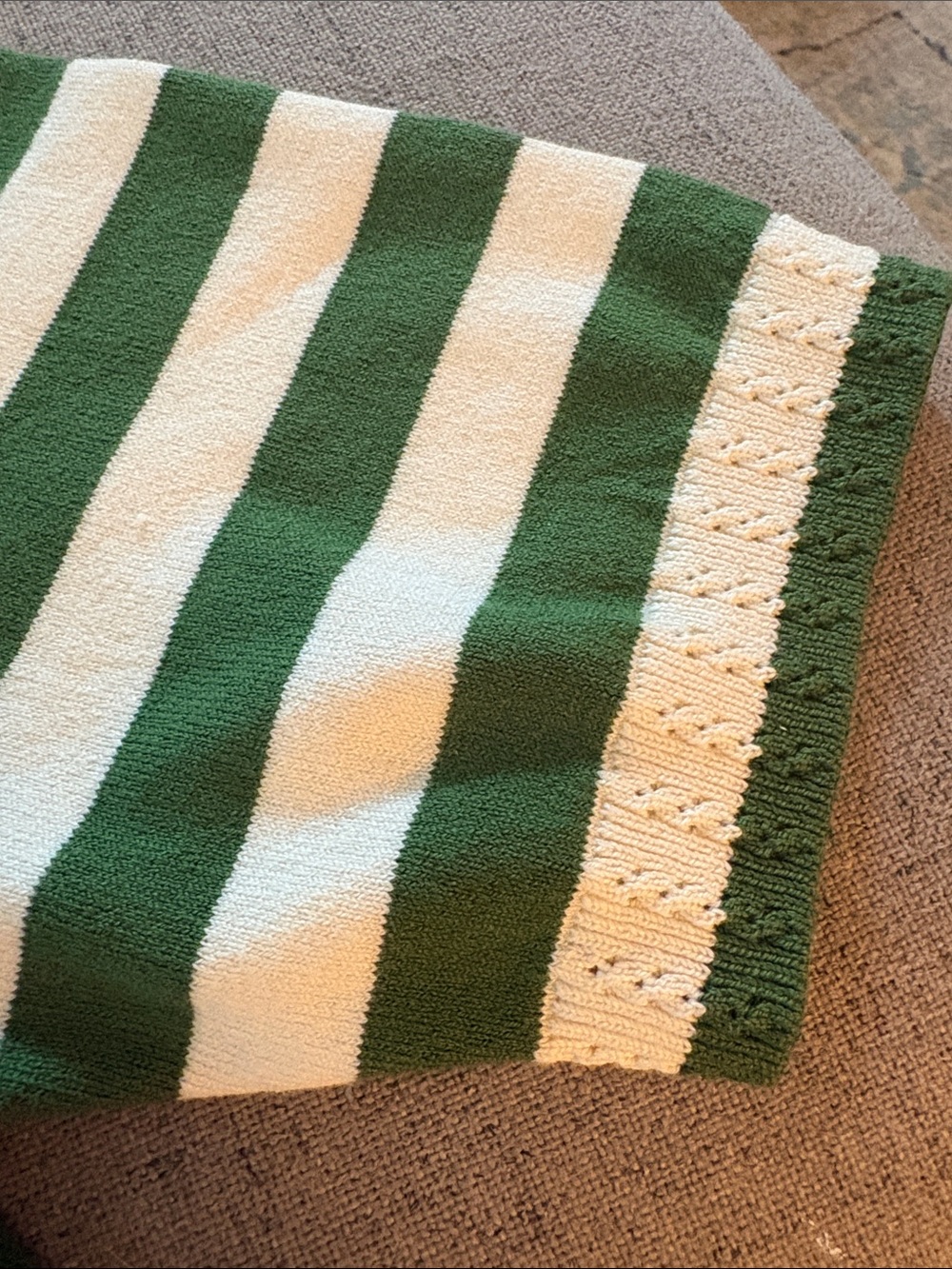 Boden Emilia Green and Cream Striped Short-Sleeve Knit Top Sz M - Picture 6 of 7